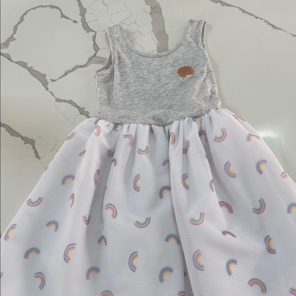 Old Navy Gray and White Rainbow Dress